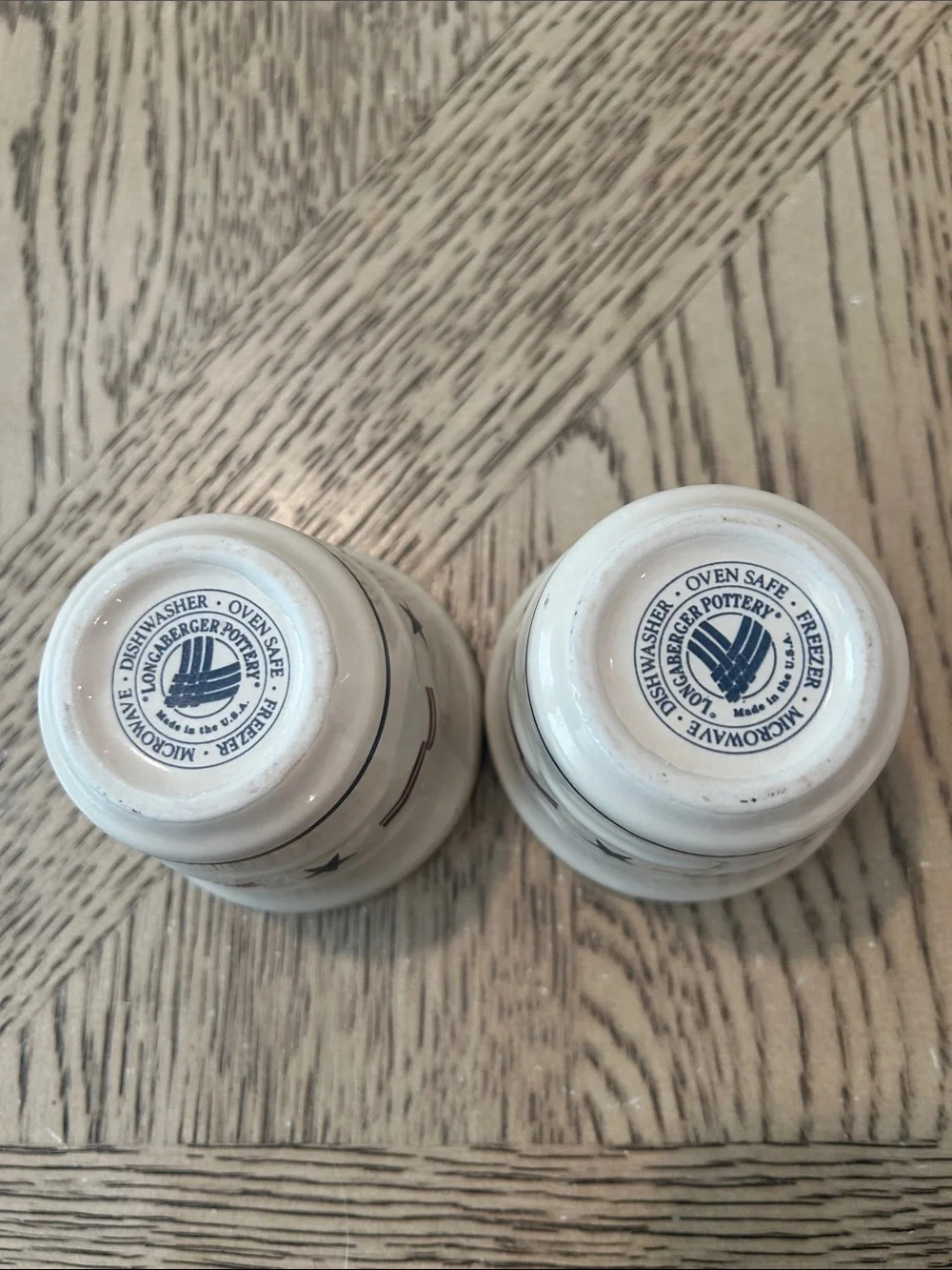 Longaberger Americana Ceramic Votives in White with Red & Blue Accents